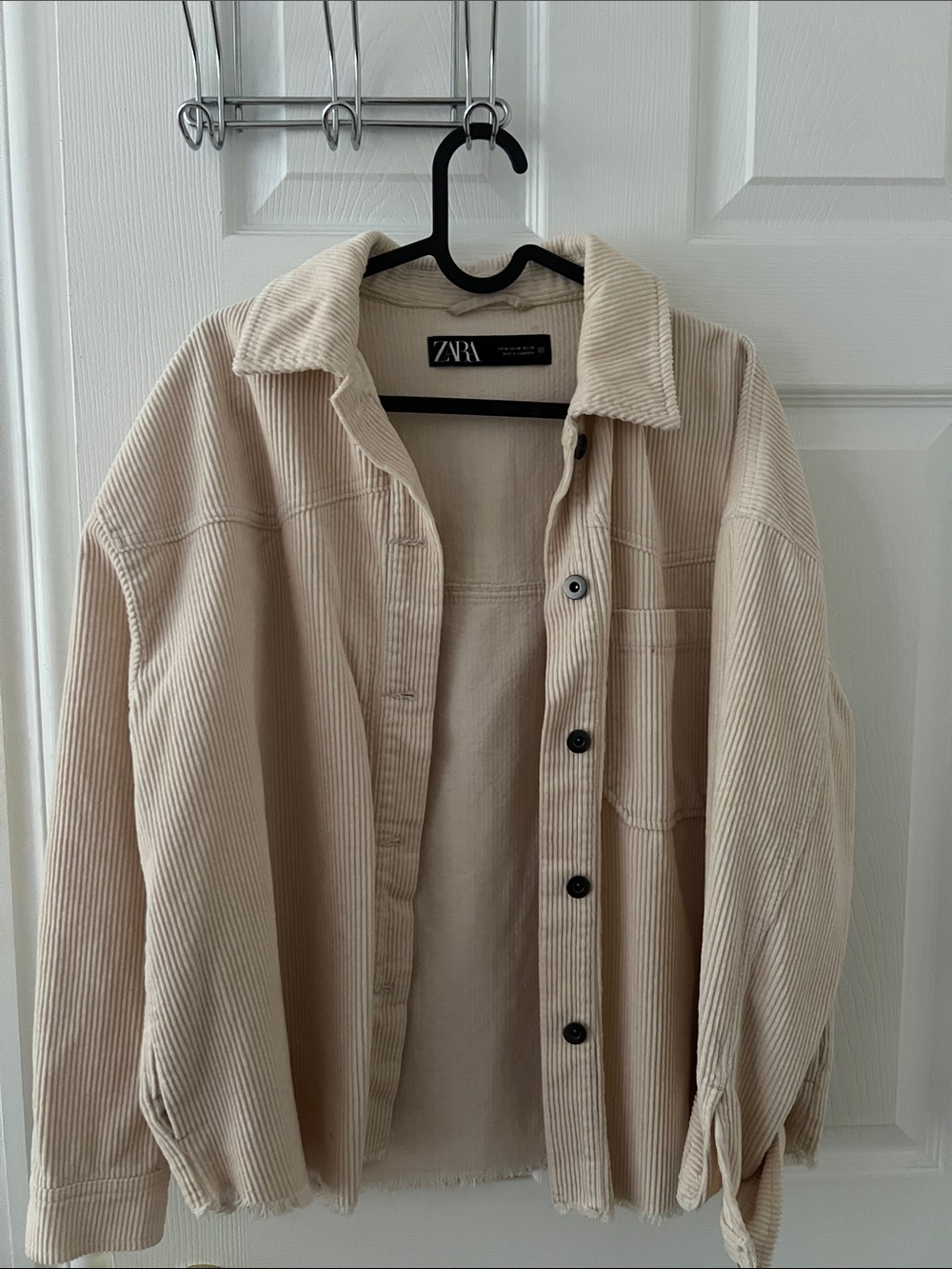 ZARA Men's Light Beige Corduroy Shirt Jacket